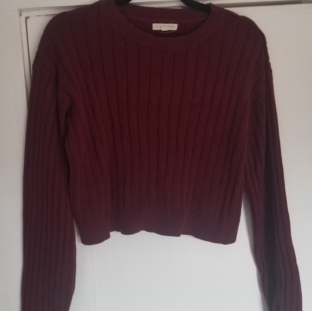 LA Hearts Cropped Maroon Sweater Size S